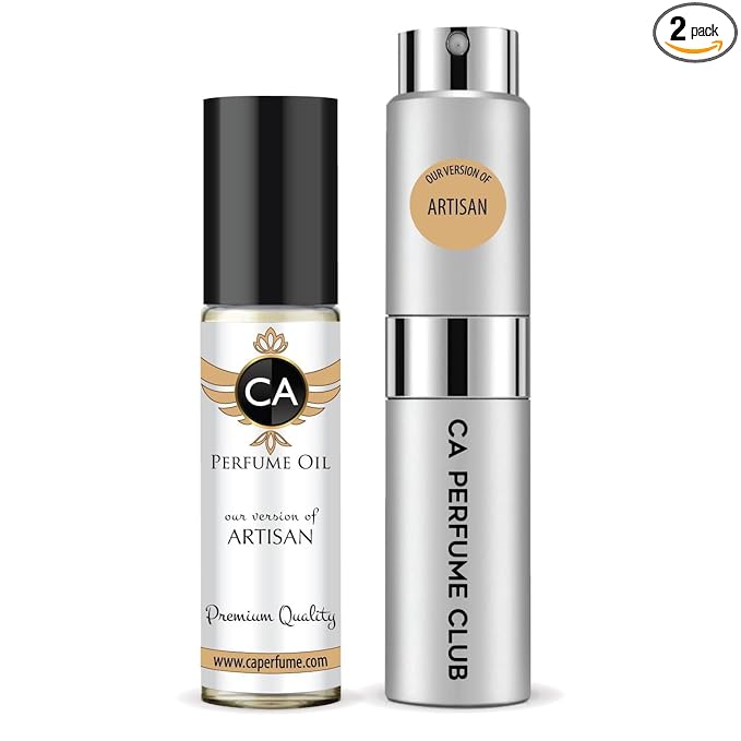 CA Perfume Duo Impression of Artisan For Men Perfume Layering Set Mens Cologne Long Lasting Travel Size EDP + Body Oil Roll-On Bottle 0.27 Fl Oz+0.33 Fl Oz