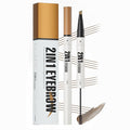 2-in-1 Eyebrow Pencil & Tinted Brow Gel - Dual-Ended Microblading Pen with 4-Fork Tip, Waterproof, Smudge-Proof for Natural Hair-Like Brows, Long Lasting 24H (Light Brown)