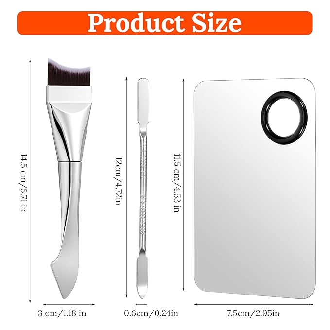 Ouligay 3 Pcs Make Up Spatula Tool,Makeup Mixing Palette,Makeup Palette Tray,Foundation Spatula,Double-Headed Foundation Brush, Makeup Brush Set for Women Girl Korean Make up Cosmetic Spatulas Tool