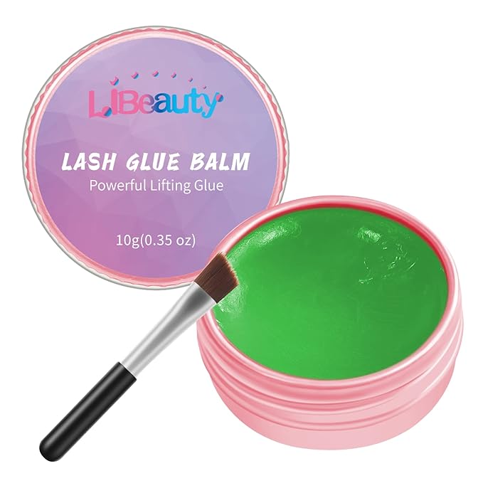 Libeauty Lash Lift Glue Balm Lash Lift Adhesive Strong Sticky Fruit Flavor Eyelash & Eyebrow Perm Glue Balm Brow Lamination Gel (Green Apple, 10g/0.35oz)