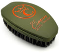 NEW OLIVE MEDIUM Crown Quality Products Curved 360 Wave Caesar 2.0 Mixed Boar Bristle Hairbrush - Non-Slip Grip, Waterproof, Debossed Logo, Indestructible Body - The Ultimate 360 Wave Brush