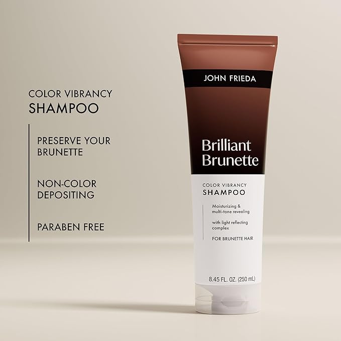 John Frieda Brilliant Brunette Color Vibrancy Shampoo, Brunette Shampoo, 8.45 Fl Oz, Pack of 2