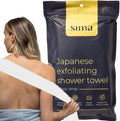 Sima Brand Exfoliating Washcloth Face & Body Scrub Towel - Japanese Exfoliating Towel with Hexagon Fibers, Body Scrubber with 2 Sides for Scrubbing & Washing, Extra Long Towels (White, 3 Pack)