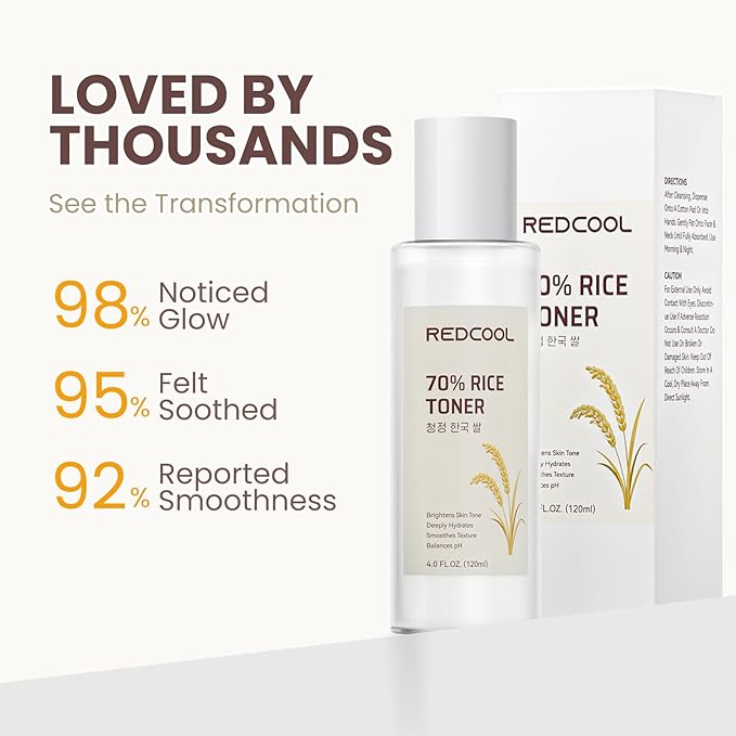 Rice Toner & Serum for Face, 70% Rice Water Facial Toner, Lightweight Hydrating Skin Care for Daily Use, Moisturizing Face Toner Suitable for All Skin Types, 120ml / 4.0 fl oz