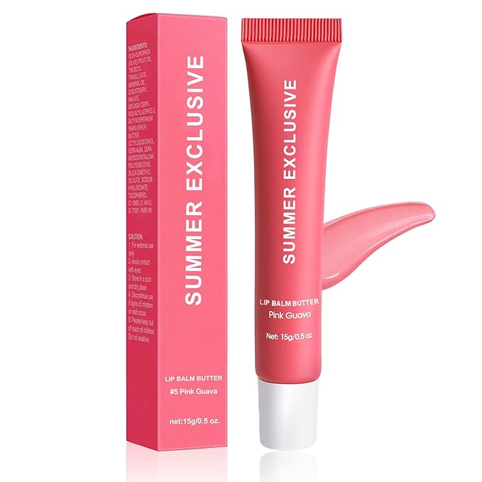 Summer Butter Lip Balm, Long-lasting Hydrating and Moisture, Natural Glow Non-Sticky Transfer-Proof, Nourishing for Dry Lips, Women-Focused Lip Care with Shea Butter (#Pink Guava, 1Pcs)