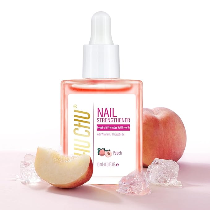 CHUCHU Vegan Cuticle Oil for Nails: Peach Jojoba Nail Cuticle Oil with Vitamin B & E for Moisturizes Cuticle and Nail's Skin - Prevents Hangnails and Chapped 15ML