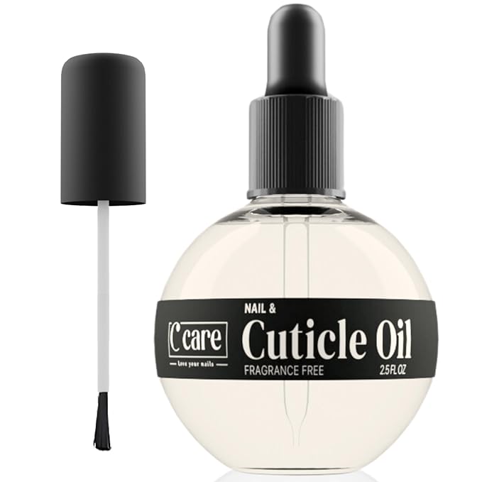 C CARE Fragrance Free Cuticle Oil For Nails - Repairs Cuticles Overnight - Moisturizes and Strengthens Nails and Cuticles - Dropper & Brush included - 2.5oz