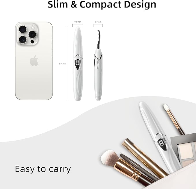 Heated Eyelash Curler, S600 Heated Lash Curler, Accurate Temperature Control Electric Eyelash Curler Heated - Intelligent Power Off, Long Lasting (Vanilla Ice/Silver, S600-148MM)