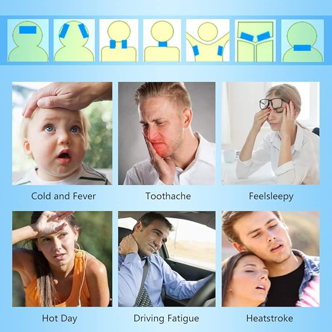30 Sheets Cooling Patches for Fever Discomfort & Pain Relief, Cooling Relief Fever Reducer, Soothe Headache Pain, 10 Count Per Box (3 Boxes)