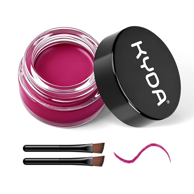 KYDA Purplish Red Gel Eyeliner, Lasting Waterproof Cream Eyeliner, High Pigmented Smudge-proof Formula Brow& Liner Makeup, Waterline Matte Eye Liner with Brush, Natural Brow Pomade Set