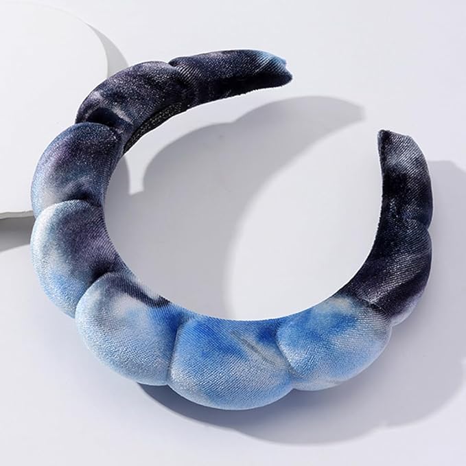 Spa Headbands Puffy Makeup Skincare Headbands for Washing Face or Facial, Terry Cloth Fabric Hairbands for Makeup Removal Shower Skin Treatment(Blue&Purple)