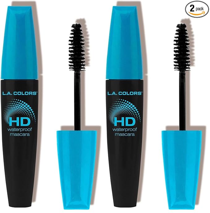 L.A. COLORS HD Waterproof Mascara, Very Black CMS522 (Pack of 2)