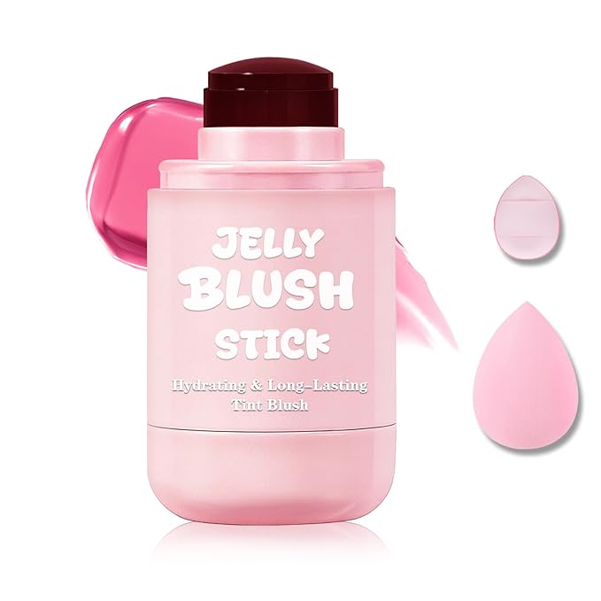 Jelly Blush for Checks,Eyes & Lip Stain 3-in-1 Long-Lasting Hydrating Jelly Tint Lightweight Sheer Blush Buildable Color Lip Tint Face Blushes Makeup# Berry Red