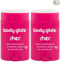 Body Glide For Her Anti Chafe Balm | Chafing stick with added emollients | Great for dry, sensitive skin and/or sensitive areas | Use on chest, bra, butt, groin, arm, and thigh chafing | 1.5oz-2pk