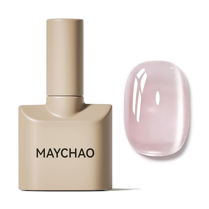 MAYCHAO 15ML Pixel Rose Cat Eye Gel Nail Polish 1Pc Glassy Rose Cat Eye Gel Polish Soak off Holographic Magnetic Nail Polish for Nail Art Manicure Salon DIY at Home, 0.5 OZ