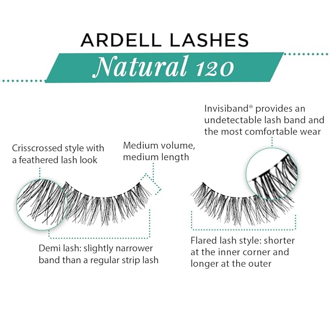 Ardell Fashion Lashes Natural Strip Lash, Black [120] 1 ea (Pack of 4)