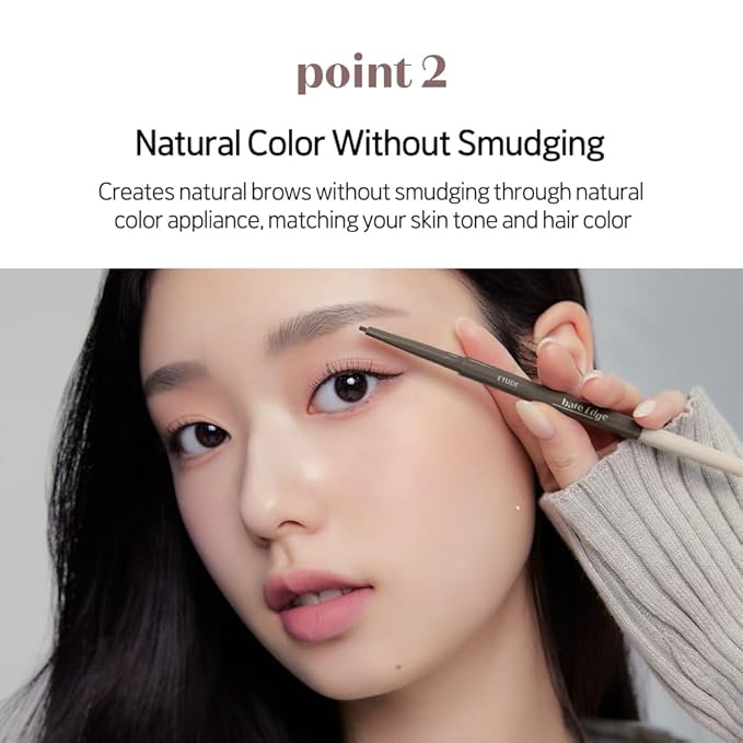 ETUDE Bare Edge Brow Pencil, Eyebrow Pencil, Slim 3D Hexagon, Natural Looking, Korean Makeup, Beauty, Dark Brown (0.003 Ounce)
