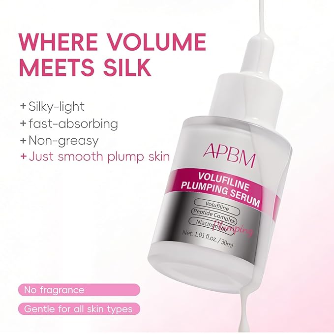 APBM Volufiline Plumping Serum for Face | 5% Volufiline + 3% Niacinamide + 1% Multi-Peptide | Visible Volume for Under-Eye & Smile Lines | For Fuller, Radiant-Looking Skin, Boost Collagen | 1.01 fl oz