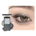 Silver Shimmer & Charcoal Black Matte Eyeshadow Palette, 2 Color Smokey Eye Shadow Smooth Blendable Long Lasting Cool Tone Mini Travel Eyeshadow Palette for Glam Party Looks 1#