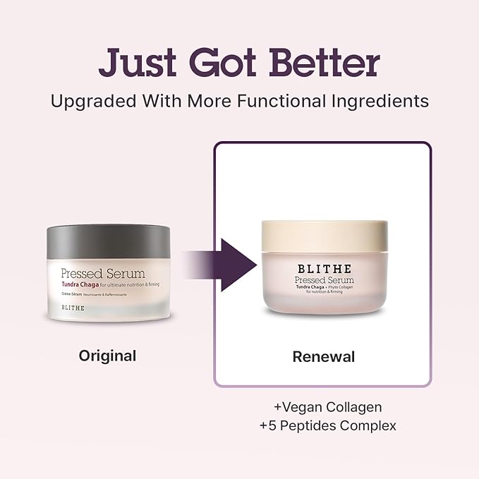 BLITHE Pressed Serum Tundra Chaga | Korean Moisturizer | Anti Aging & Skin Tightening Cream for Face | Night Cream For Woman Anti Aging, 0.91 fl oz