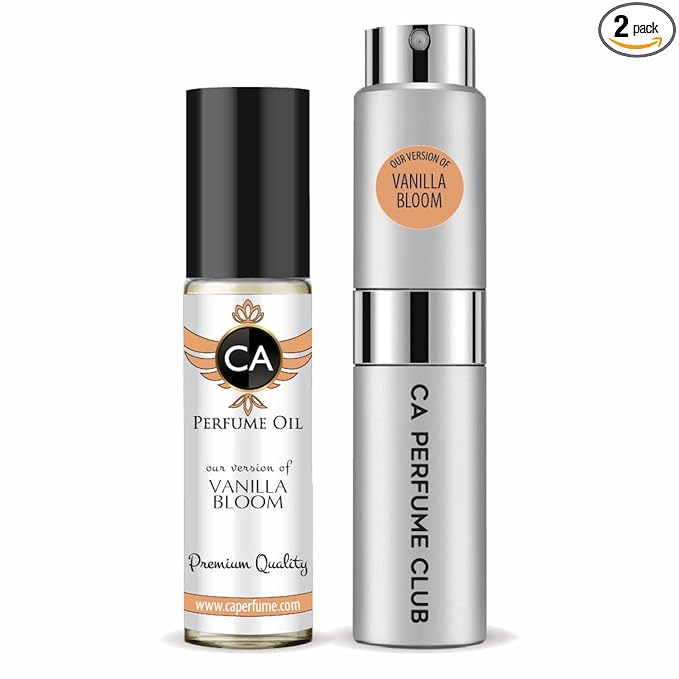 CA Perfume Duo Impression of Vanilla Bloom For Women And Men Perfume Layering Set Long Lasting Travel Size EDP + Body Oil Roll-On Bottle 0.27 Fl Oz+0.33 Fl Oz