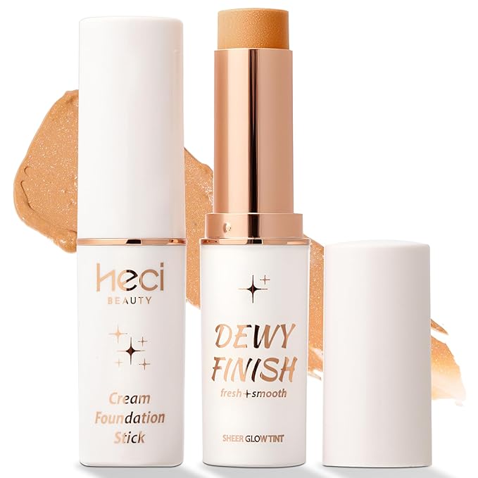 HECI BEAUTY Tinted Foundation Stick, Balm to Cream Foundation with Light to Medium Coverage, Infused with Hydrating Ingredients, Medium 03, 0.25 oz