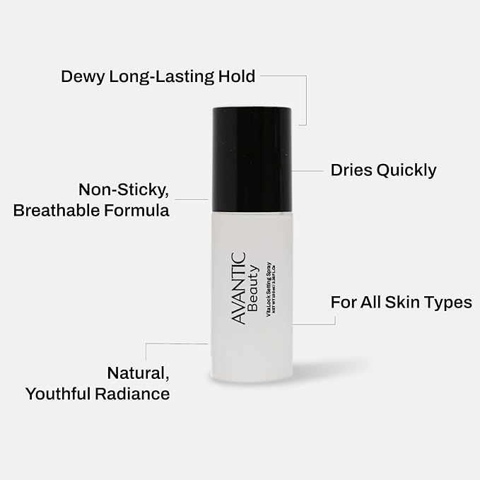 Avantic Beauty Makeup Setting Spray for Older Women, Long-Lasting Wear, Dewy Radiant Finish, Hydrating, Transfer & Sweat Resistant, Vegan & Cruelty-Free