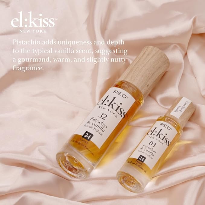 EL:KISS Hair Perfume & Body Mist, Pistachio & Vanilla Inspired by SDJ 62, Eau de Toilette 30mL (1.01 Fl Oz), Hydrating & Long-Lasting, Alcohol & Mineral Oil-Free, Jojoba/Argan Oil & Aloe Vera