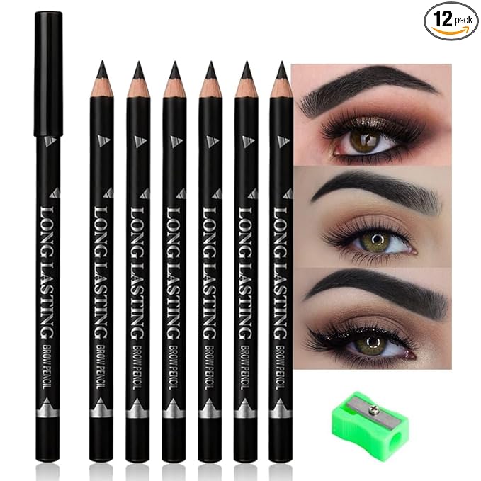 FeiCuiYun 6Pcs Eyebrow Pencils for Women, Wooden Hard-Core Black Eyebrow and Eyeliner Pencil, Long Lasting Waterproof and Sweat-Proof, Beginner Makeup Brow Pencil, Create a Natural Eye Brow Makeup