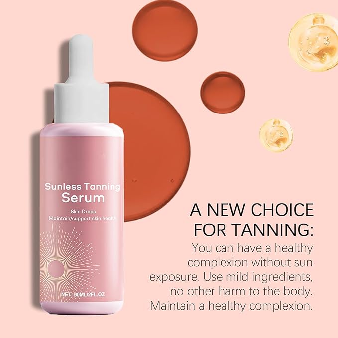 Self Tanning Drops, Sunless Tanning Drops for Natural Bronze, Self Tanner for Face Body, Bronzing Drop Serum Suitable for All Skin Types, Customizable Glow, Enhancing Natural Skin Tone (Pink)