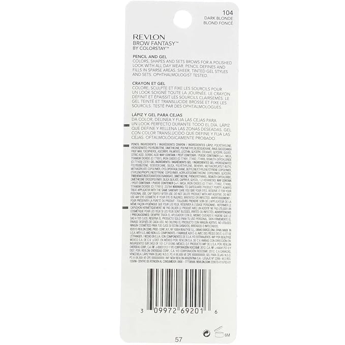 Revlon Brow Fantasy Pencil & Gel, Dark Blonde [104], 0.04 oz (Packs of 2)