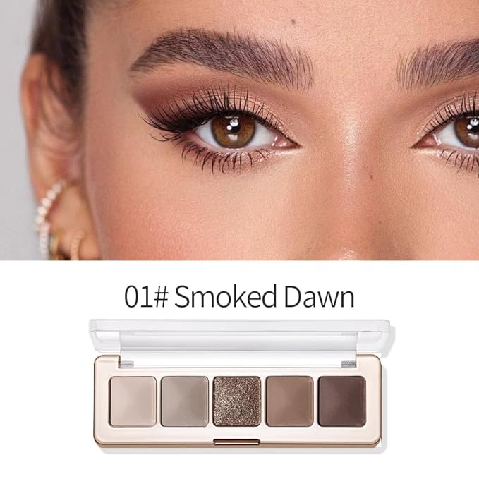 Neutral Nude Brown Eyeshadow Palette–Beige, Cool Taupe, Bronze Gold Shimmer, Cocoa Brown, High-Pigment Blendable Long-Lasting Eye Shadow and Contour Palette for Daily Soft Glam Makeup for Mature Eyes