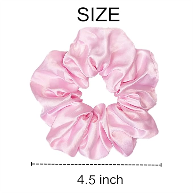 Sufermoe 12 Pcs Satin Silk Hair Scrunchies (4.5 Inch), Light Pink Elastic Hair Ties for Women and Girls, Fashion Hair Accessories for Daily Life, Yoga, Working, Studying, Running, Holidays, Parties
