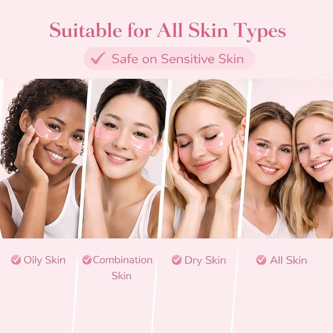 Under Eye Mask, Rose Under Eye Gel Pads With Collagen, Skincare Eye Patch Masks for Women and Men