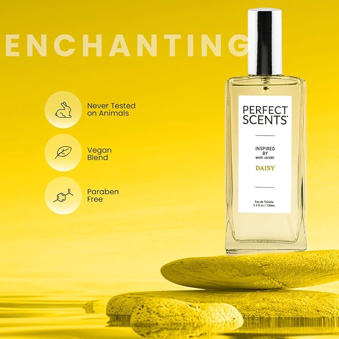 Perfect Scents Fragrances, Inspired by Marc Jacobs' Daisy, Women’s Eau de Toilette, CLEAN, Vegan, Paraben-Free, Phthalate-Free, Never Tested on Animals, 3.4 Fluid Ounces
