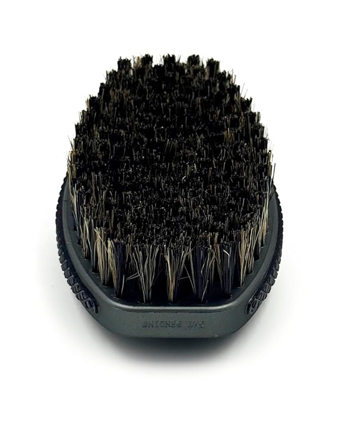 New Steel Gatling MEDIUM - Tangerine Logo Mixed Boar Bristle Curved Hairbrush - Non-Slip Rubber Grips, Waterproof, Debossed Logo, Indestructible Body, CQP Caesar 2.0 - The Ultimate 360 Wave Brush
