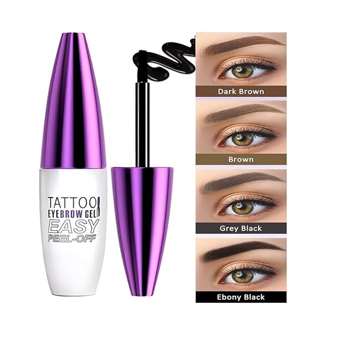 2 Pack Tattoo Eyebrow Gel Easy Peel Off, Waterproof & Sweatproof Eyebrow Tint Peel Off, Easy Peel-Off Eyebrow Gel, Suitable For All Skin Types (Grey Brown)