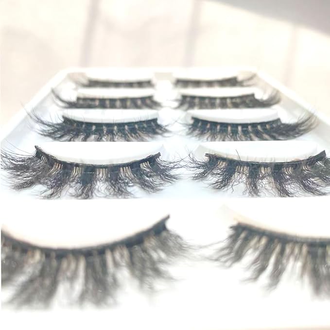 Sunniess 3D False Eyelashes,Faux Mink Eyelashes,Soft Fluffy Wispy Lashes Volume Dramatic Unique Eyelashes,Makeup False Eyelashes for Daily