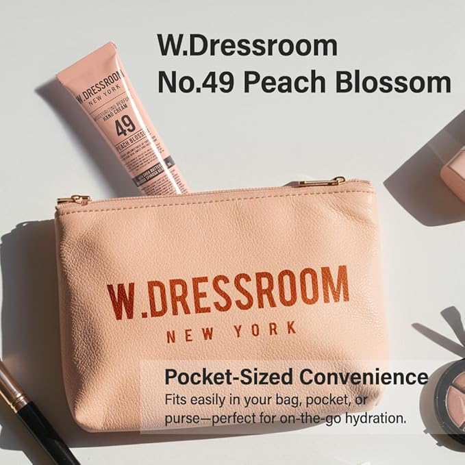 W.Dressroom Moisturizing Hand Cream for Dry Hands, Non-Greasy, Quick-Absorbing Korean Hand Lotion, Travel Size 1.69 fl oz (50 ml), No.49 Peach Blossom Scent