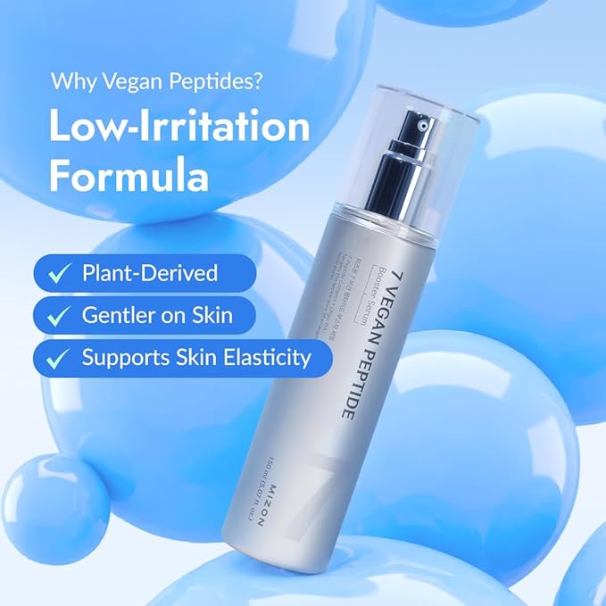 MIZON 7 Vegan Peptide Booster Serum | Korean Peptide Serum for Wrinkles, Pores & Hydration | Hyaluronic Acid Face Serum, Gentle Anti Aging for Sensitive Skin | 5.07 fl oz