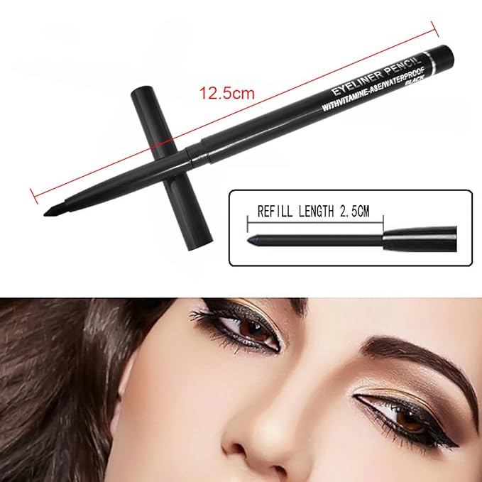 WanTuoluo 10PCS Brown Automatic Waterproof Inner Eyeliner, Eyeshadow & Eyebrow Pencil – Multi-Use Cream Pen for Liner, Shadow & Brows,Matte Quick Dry Eye Pencils, Smudge Proof, Delineador de ojos