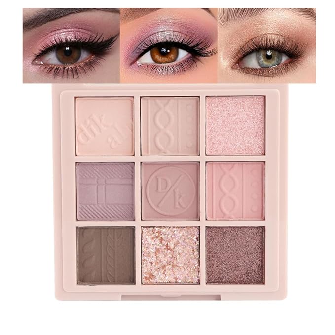 CAKAILA 9Colors Eye Shadow Palette Makeup,Pink Rose Gold Purple Mauve Neutral Travel Eyeshadow Palette Long Lasting Waterproof Naturing-Looking Eyeshadow Palette Travel Size Gift Kit