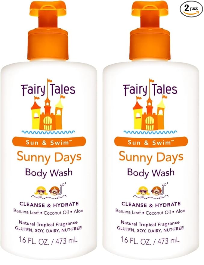 Fairy Tales Sunny Days Chlorine Removal Body Wash, For All Age Swimmers | After Swim Chlorine, Salt And Sunscreen Removal | No Harsh Chemicals or Toxins | Easy to use Pump - 16oz (Pack of 2)