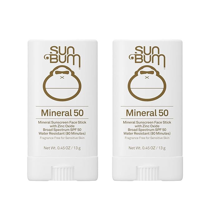 Sun Bum Mineral Spf 50 Sunscreen Face Stick Vegan and Hawaii 104 Act Compliant (Octinoxate & Oxybenzone Free) Broad Spectrum Natural Sunscreen With UVA/UVB Protection 2 Pack