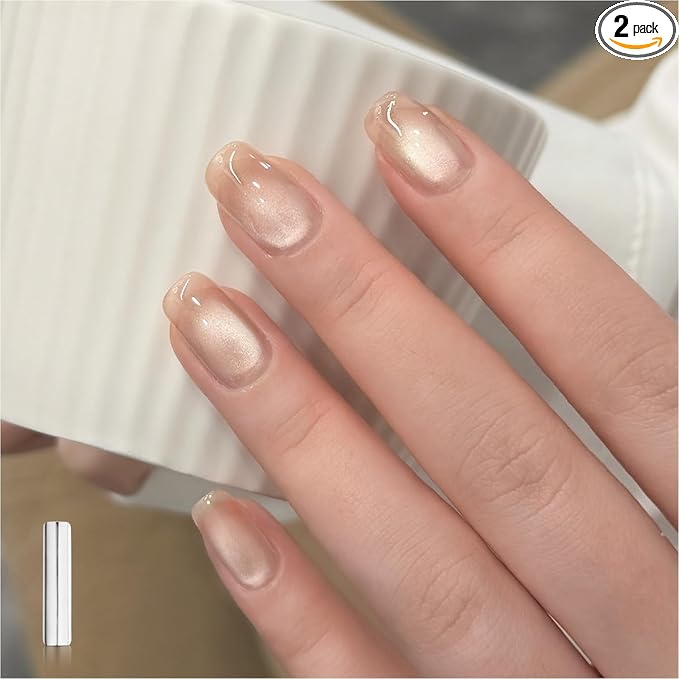 GAOY Jelly Nude Cat Eye Gel Nail Polish, 16ml Glitter Holographic Nail Polish with Magnet, Reflective Translucent UV Gel, 3139 Moonlit Haze