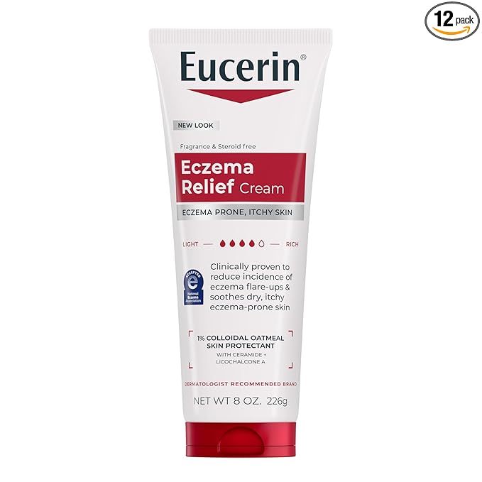 Eucerin Eczema Relief, Full Body Lotion, Moisturizing Eczema Cream with Colloidal Oatmeal (Skin Protectant) and Ceramide 3, 8 Oz Tube (Pack of 12)