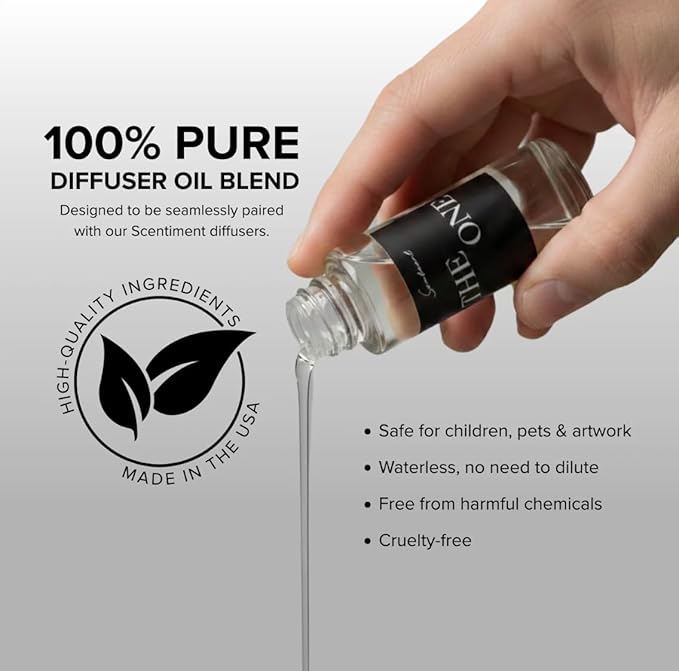 Scentiment The One Diffuser Oil – Cardamom, Leather & Lemon with Oud, Sandalwood, Amber & Musk – Luxury Home Scent for Diffusers, Fragrance Oil – 1.69 fl oz (50 mL)