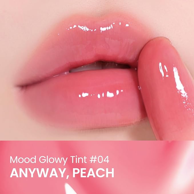 Peripera Mood Glowy Tint, Watery Glow Finish, Buildable Fresh Color, Lightweight, Long-Lasting, Non-Sticky, Korean Lip Tint (04 ANYWAY, PEACH)