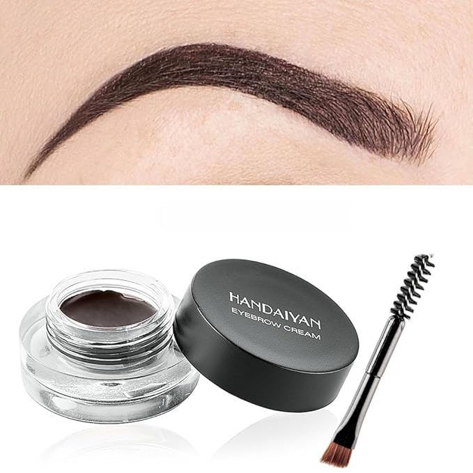 12 Colors Eyebrow Pomade Full-pigmented Long Lasting Waterproof Eyebrow Cream Gel Filling & Shaping Tinted Eyebrows Enhancers with Brush for Daily or Cosplay (03 Walnut)