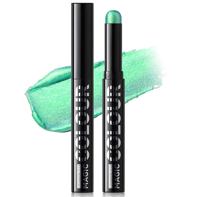 HOSAILY Duochrome Green Yellow Glitter Eyeshadow Stick, Color Shift Shimmer Chameleon Metallic Eye Shadow Brightener Pencil, Silky Smooth Iridescent Sparkle Inner Corner Eye Highlighter Fairy Makeup